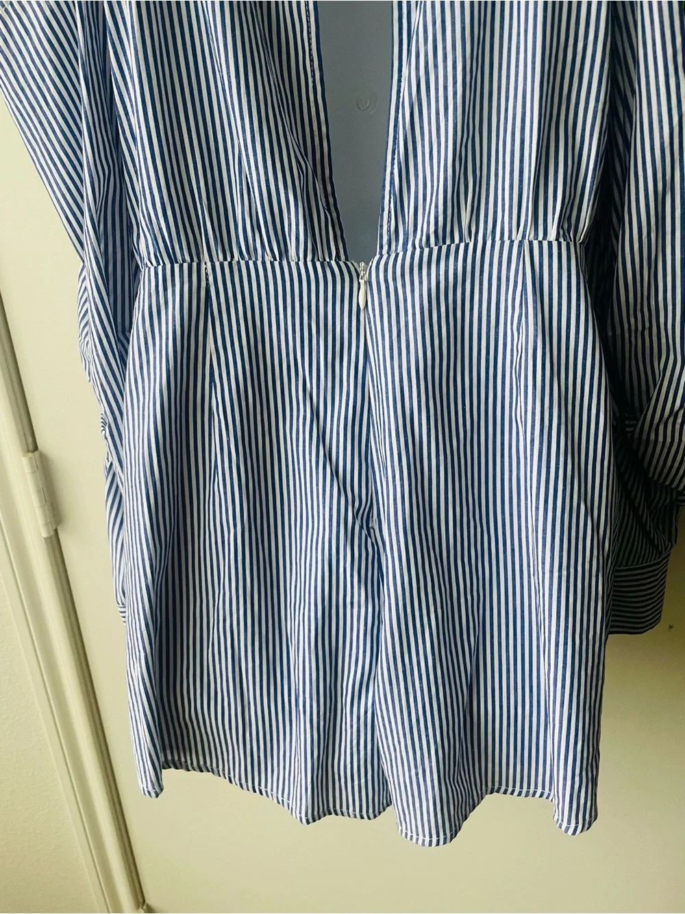 Lush Blue and White Striped romper